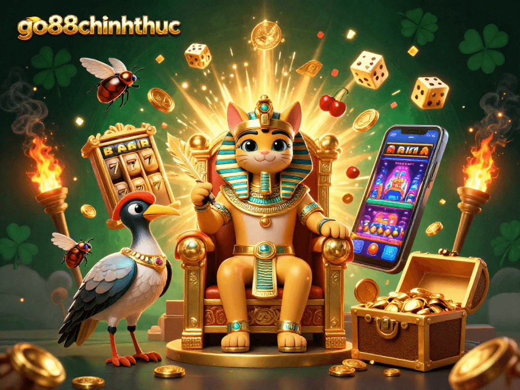 Experience thrilling wins with go88chinhthuc featuring a vibrant pharaoh cat and dynamic casino games.