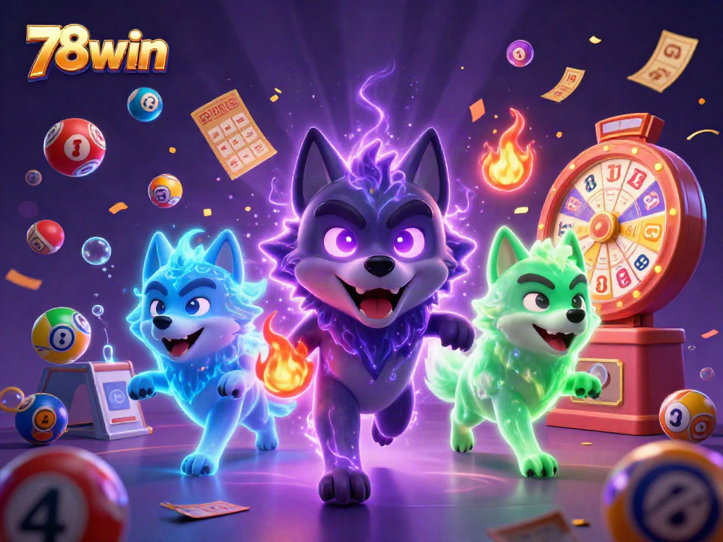 Experience thrilling lottery action with 78win surrounded by vibrant colorful elements and spectral energy.