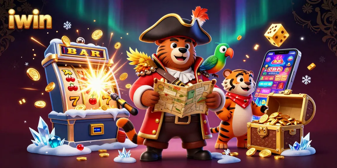 Join the adventure at iwin with a pirate bear and tiger in a dynamic casino scene