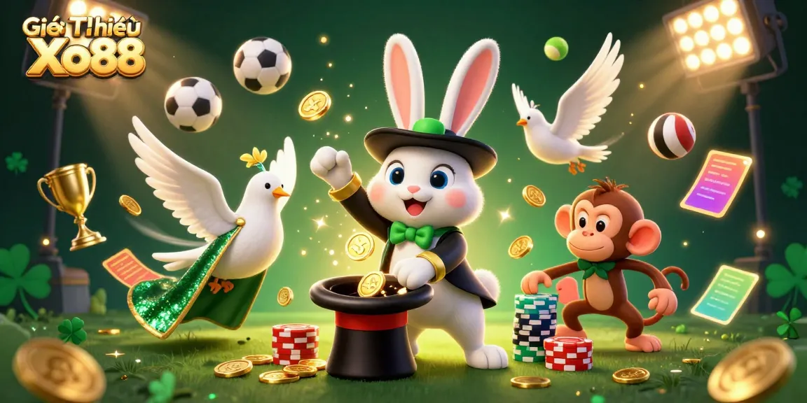 Engage in Giới Thiệu Xo88 with an exciting 3D casino scene featuring playful characters and dynamic elements.
