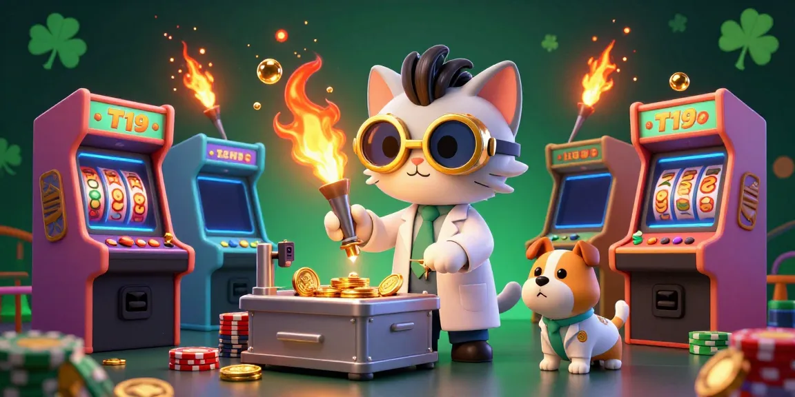 Experience exciting gameplay with T19 at a vibrant casino scene, featuring animated characters and casino graphics.