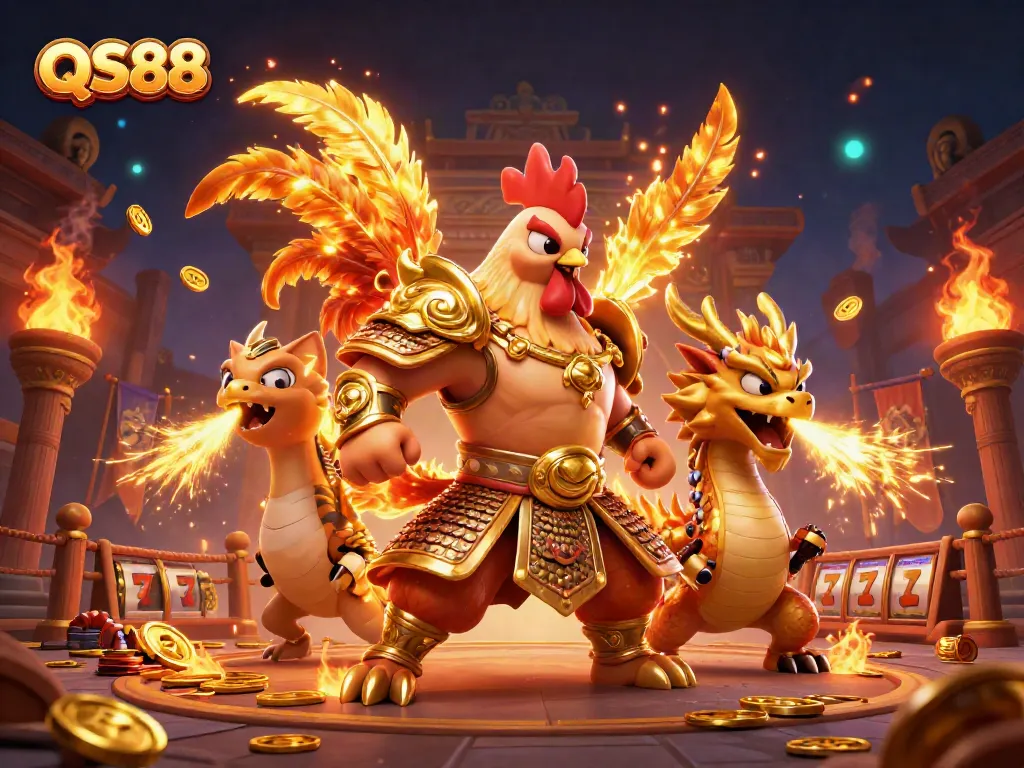Experience thrilling gameplay with QS88 showcasing fierce characters and exciting casino elements