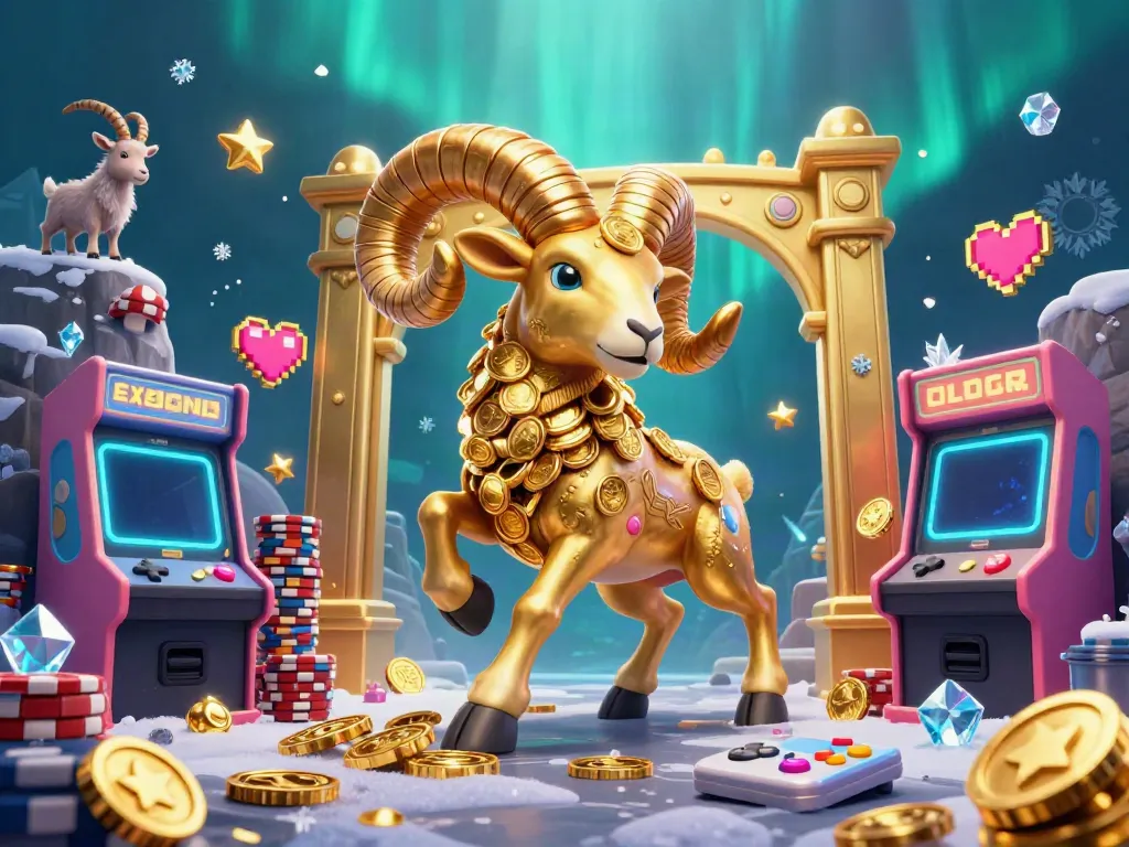 Experience the thrill of EX88 COM with vibrant 3D casino action featuring a golden ram and arcade games.