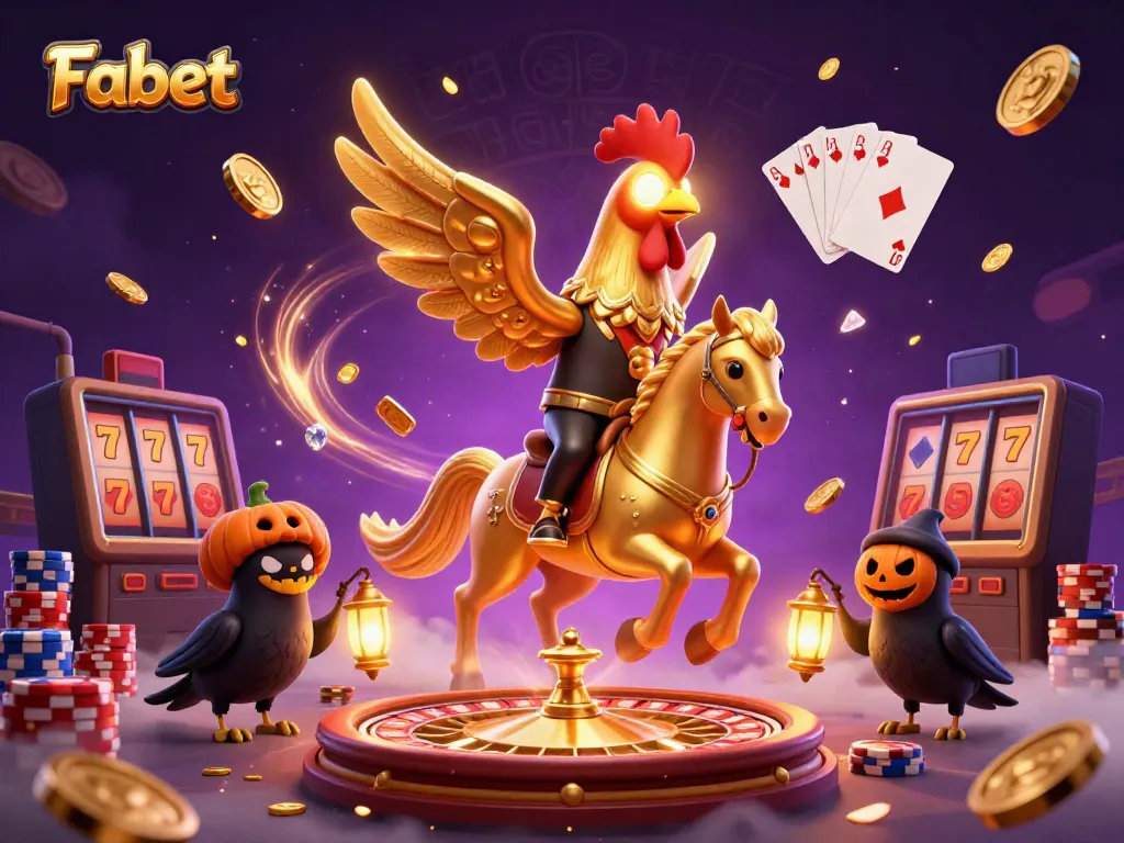 Witness the thrill of Fabet's vibrant casino atmosphere with a captivating illustration featuring dynamic characters and casino games.