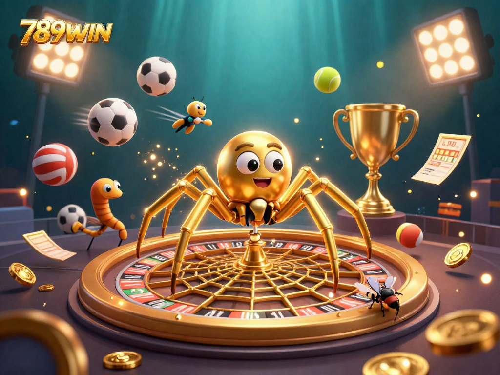 Experience thrilling sports betting action at 789WIN with a vibrant 3D illustration of animated characters and dynamic elements.