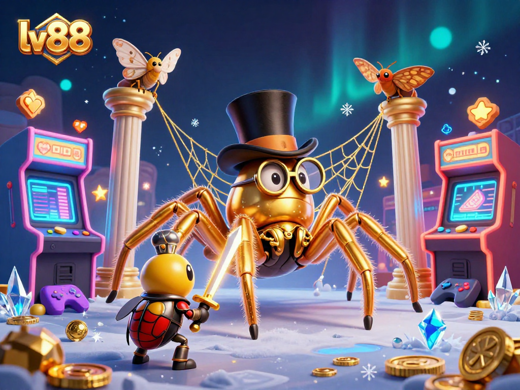 Join the adventure at lv88 as a brave beetle knight faces a dazzling casino scene.