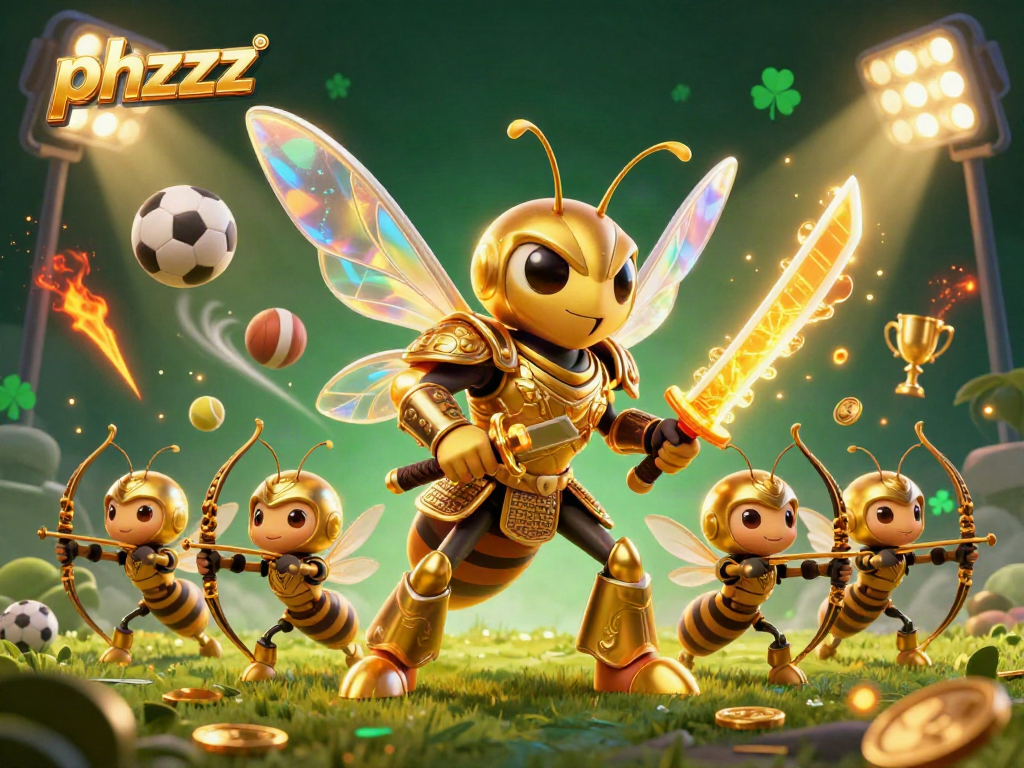 Experience the thrill of phzzz with a dynamic scene of a golden hornet in a casino-themed illustration.