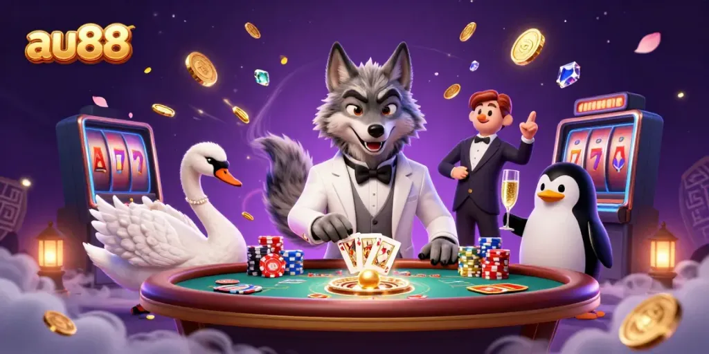 Engage in thrilling games at au88 with sophisticated characters and vibrant casino elements.