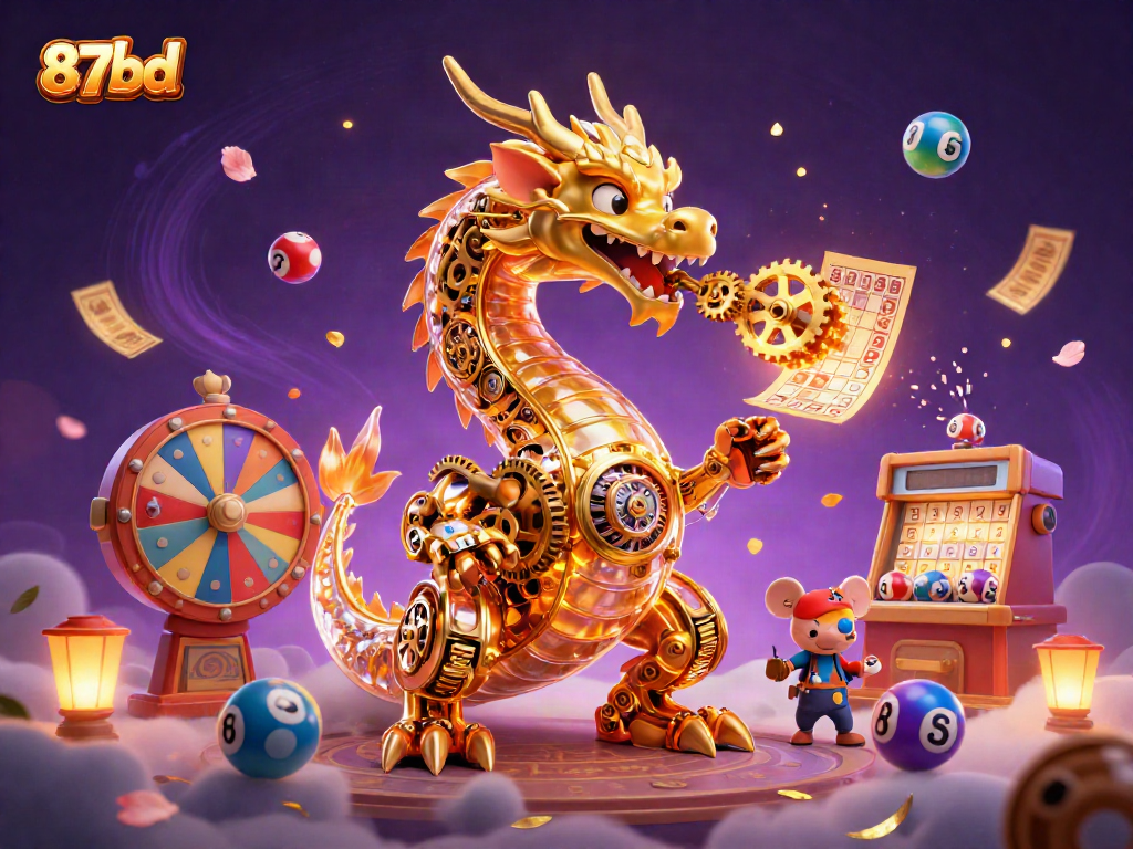 Experience adventure with the 87bd dragon and gaming elements in this vibrant casino scene.