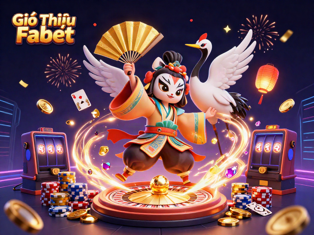 Experience the thrill of Giới Thiệu Fabet in this vibrant 3D casino scene with dynamic gaming elements.