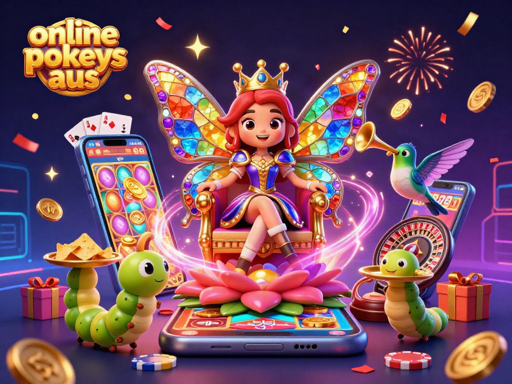 Experience thrilling wins with online pokies aus featuring vibrant gaming elements and festive characters.