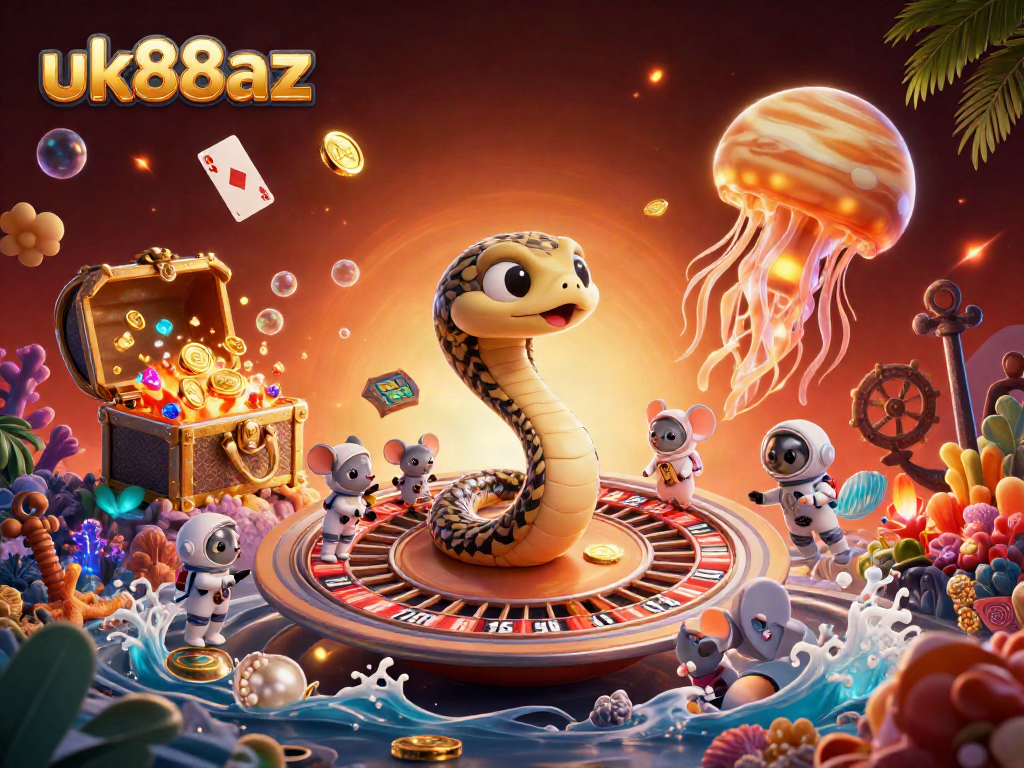 Engage with uk88az as astronaut mice bet on a roulette wheel of Saturn's rings in a cosmic casino