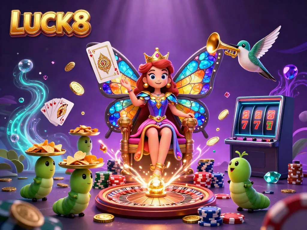 Experience LUCK8 with exhilarating gaming elements, highlighting a vibrant casino atmosphere.